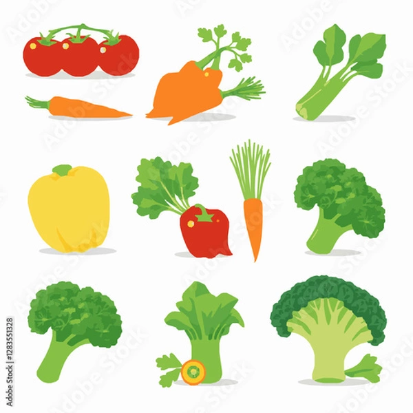 Obraz Fresh Organic Vegetables Set Vector,