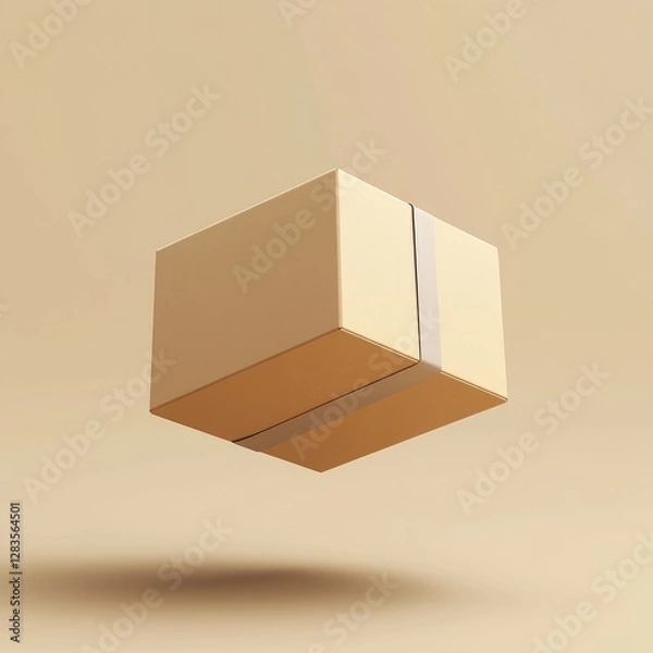 Fototapeta A close up view of a cardboard box floating in the air