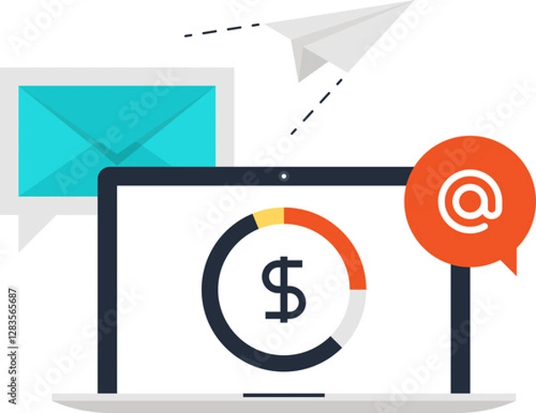 Fototapeta Digital Marketing flat web icon concept