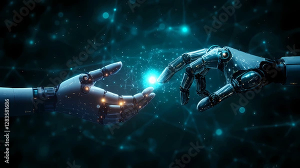 Fototapeta Fusing Futures: Human and Robot Hands in Machine Learning Collaboration