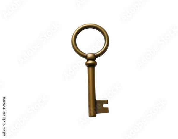 Fototapeta Realistic golden key isolated on transparent background
