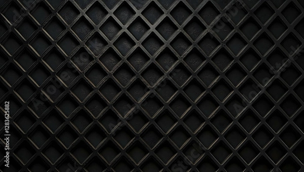 Fototapeta Abstract dark background with a geometric pattern of black cubes, a modern wallpaper design for walls