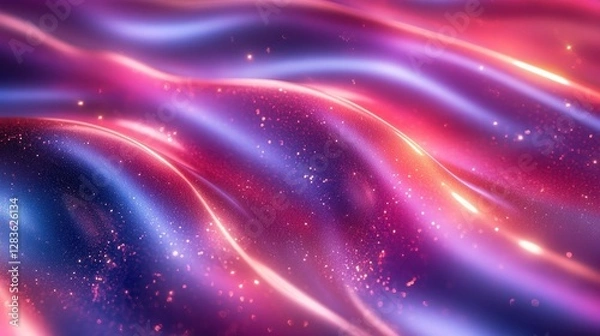 Fototapeta Abstract waves of vibrant colors with sparkling details creating a dreamy background
