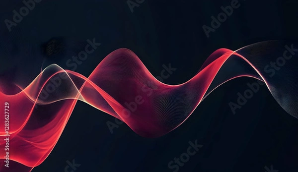 Fototapeta Red and black wave design on a dark background, vector presentation for PowerPoint