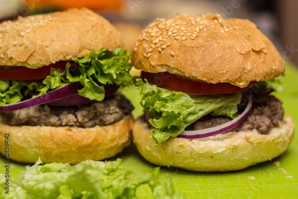 Obraz Closeup of home made burgers