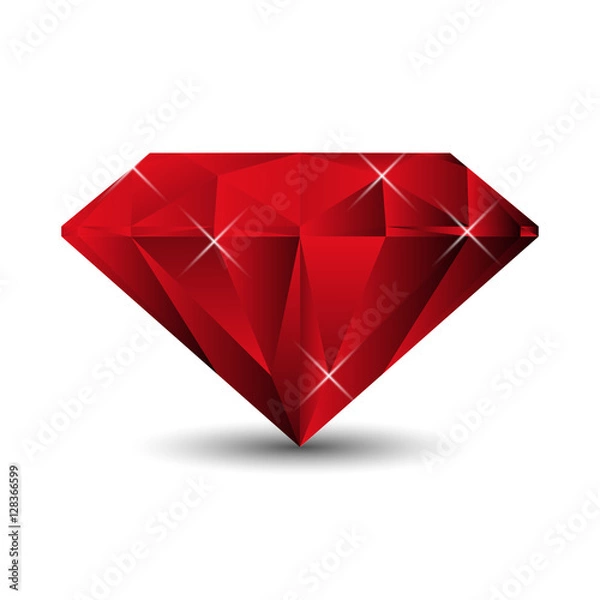 Obraz Ruby isolated on a white background. Vector Illustration