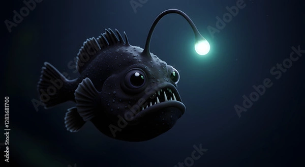 Fototapeta anglerfish in the deep ocean
