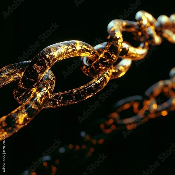 Fototapeta Broken Link in Series of Linked Chains - Business Concept Photo