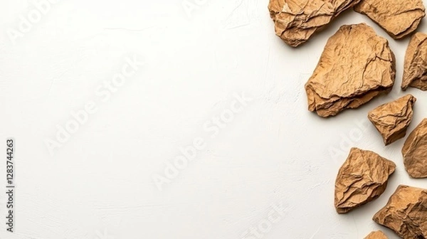 Obraz Minimalist White Background with Soft Shadows and Rock Elements