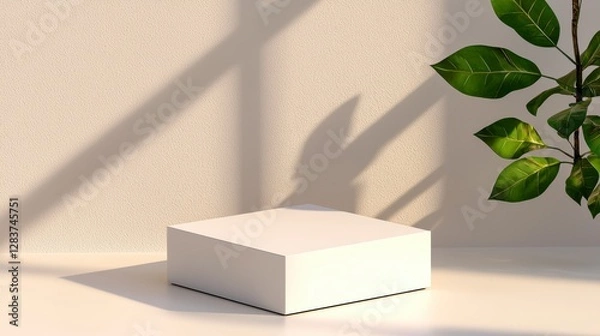 Obraz Minimalist White Background with Soft Shadows and Gradient Effects