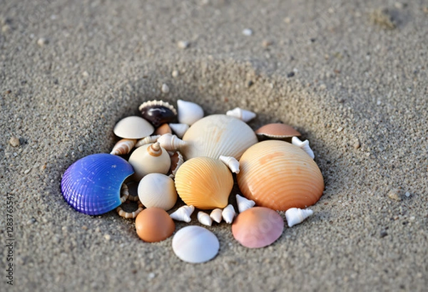 Fototapeta Colorful seashells on the beach