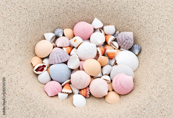 Fototapeta Colorful seashells on the beach