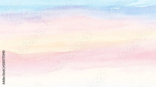 Fototapeta A soft watercolor gradient blending pastel hues of blue, pink, and cream, creating a serene and calming atmosphere.