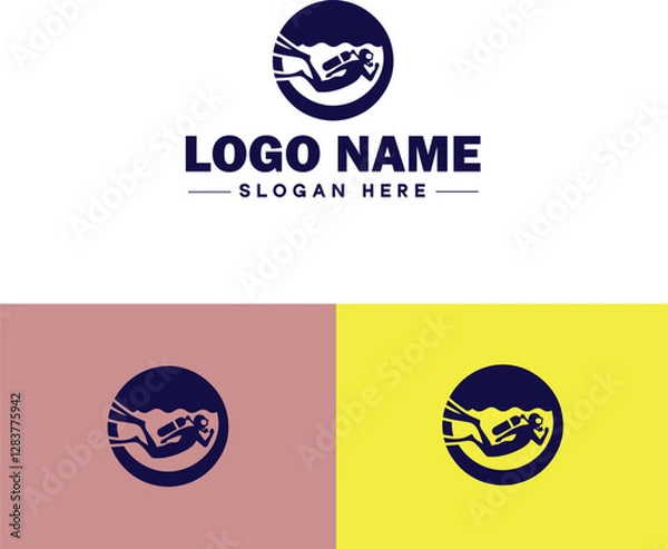 Obraz Scuba Diving icon Underwater diving Deep-sea exploration Subaquatic exploration flat logo sign symbol editable vector
