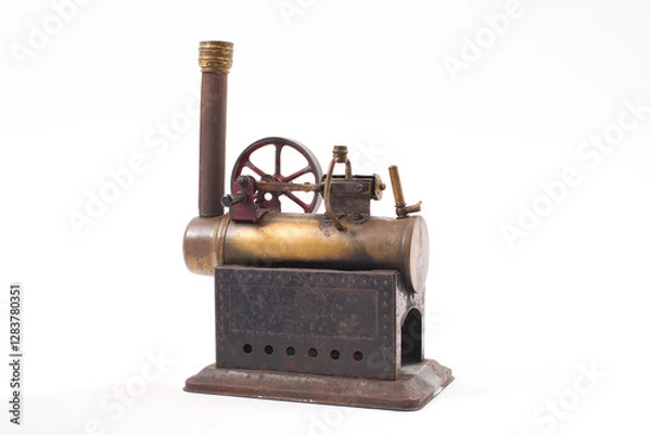 Obraz Alte Modelldampmaschiene auf weißem Hintergrund