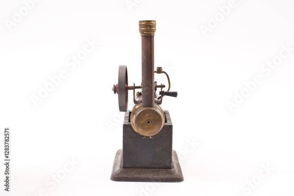 Obraz Alte Modelldampmaschiene auf weißem Hintergrund