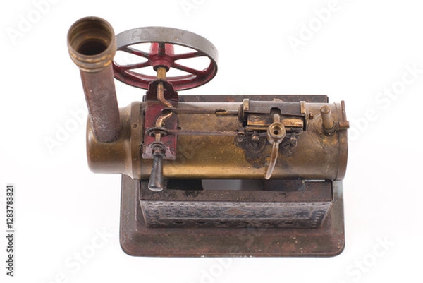 Obraz Alte Modelldampmaschiene auf weißem Hintergrund