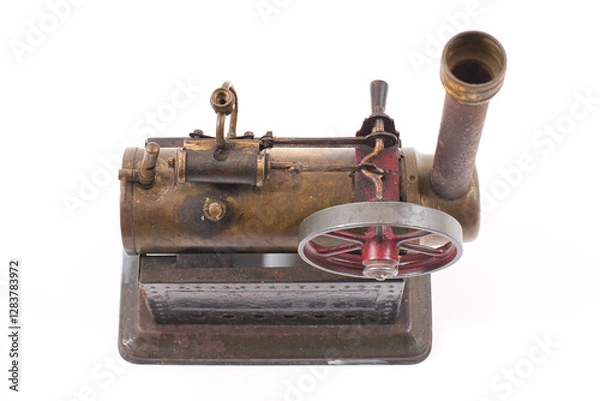 Obraz Alte Modelldampmaschiene auf weißem Hintergrund