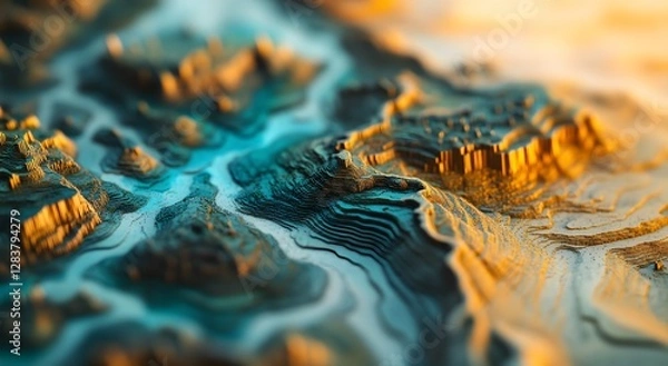 Fototapeta Advanced digital maps that represent the Earth's layered terrain, including elevation and distance, are suitable for geographic analysis and spatial data analysis.