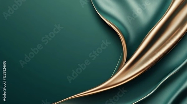 Fototapeta Abstract Emerald and Gold Draped Fabric