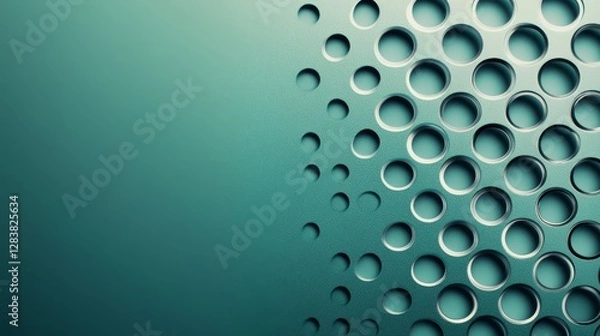 Fototapeta Abstract Teal Metal Perforated Pattern Background