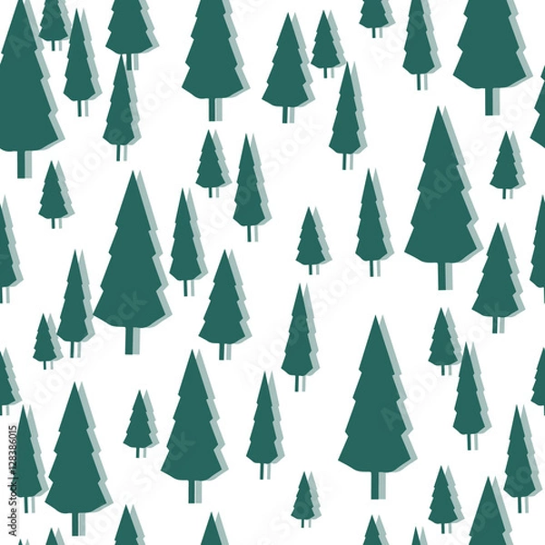 Obraz Seamless pattern with green fir-trees. Vector illustration