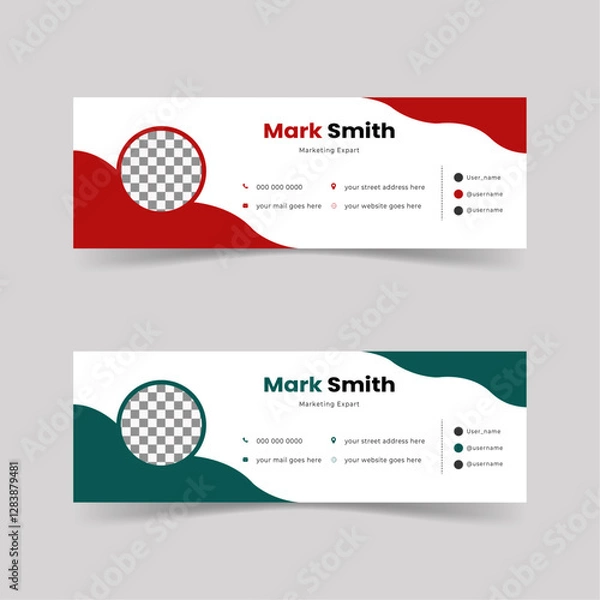 Obraz Corporate email signature template with two different color in horizontal design.