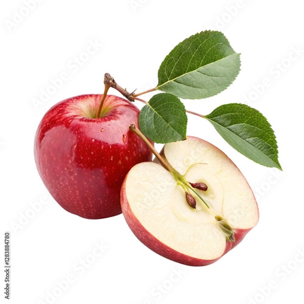 Obraz red apple with leaf isolated on white
