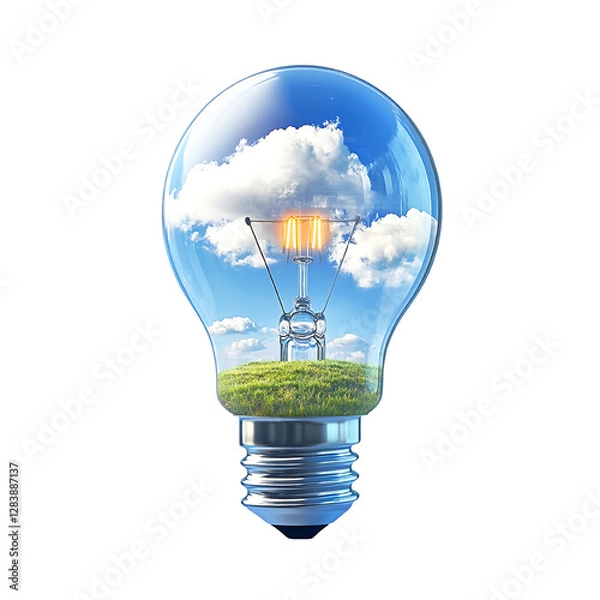 Fototapeta light bulb on blue sky background