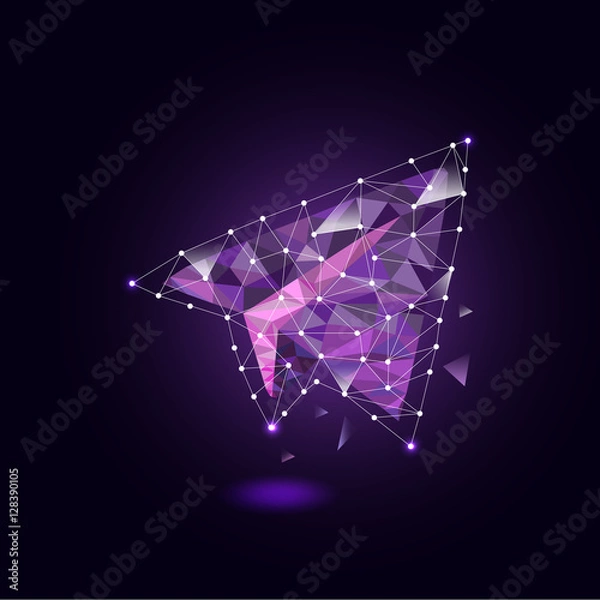 Fototapeta polygon paper plane on leader concept with business icon vector