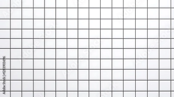Fototapeta White Ceramic Tile Wall with Thin Black Grout Lines in a Uniform Square Pattern for Modern Interiors