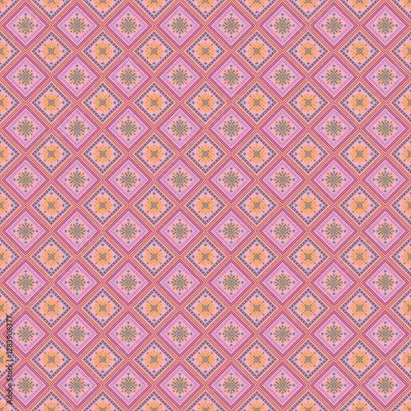 Fototapeta Beautiful retro seamless pattern design by geometric 