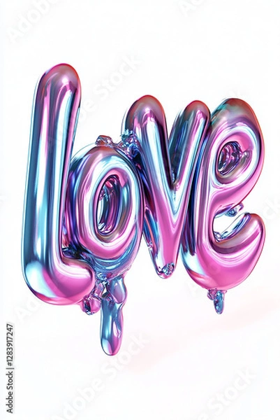 Fototapeta  3D word "LOVE" with a shiny balloon effect glossy word