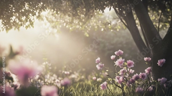 Fototapeta Serene Springtime Blossoms in a Forest Meadow
