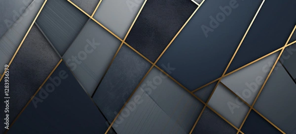 Obraz Moody abstract geometric triangular pattern background with elegant dark gradient and golden lines  Minimalist modern and industrial inspired textured design perfect for premium high end