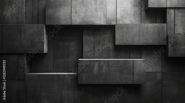 Fototapeta Elegant black and white wall with intriguing texture and patterns captured in monochrome shades