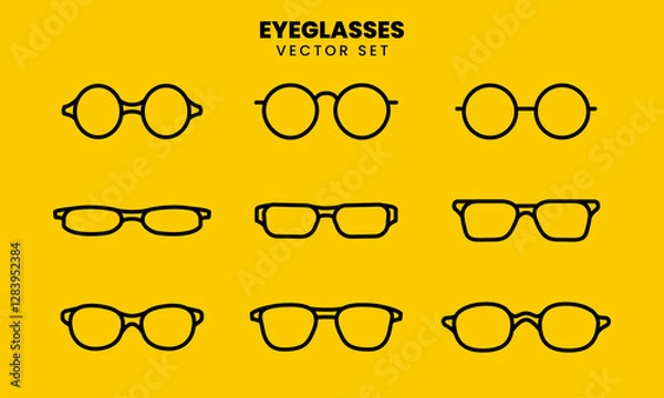 Obraz Minimalist outline vector set of various eyeglasses styles. Perfect for fashion, accessories, or optical-related designs