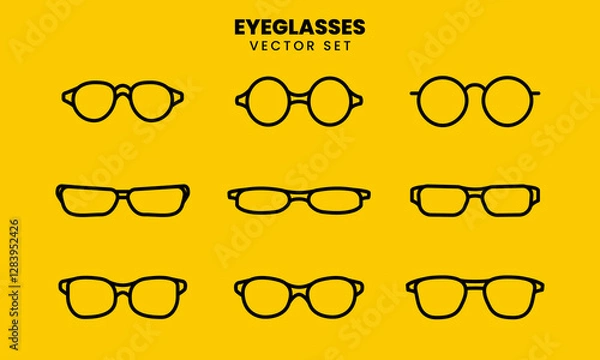 Obraz Minimalist outline vector set of various eyeglasses styles. Perfect for fashion, accessories, or optical-related designs