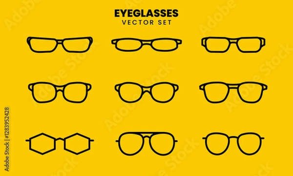 Obraz Minimalist outline vector set of various eyeglasses styles. Perfect for fashion, accessories, or optical-related designs