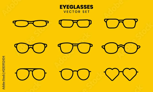 Obraz Minimalist outline vector set of various eyeglasses styles. Perfect for fashion, accessories, or optical-related designs