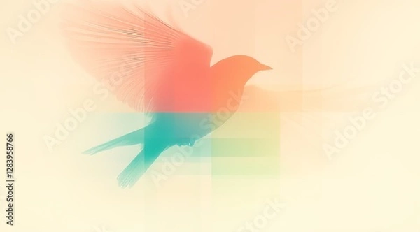 Obraz Minimalist Bird in Flight with Soft Pastel Gradients