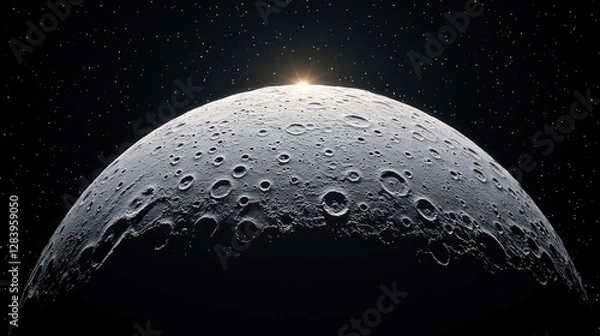 Fototapeta Lunar Orbiter, Moon Surface, Space, Sunrise, Celestial Body