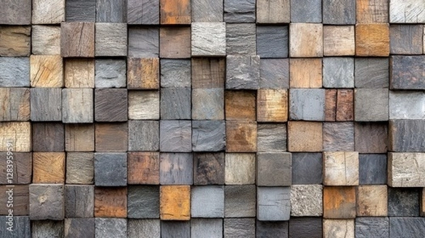 Obraz Artistic wooden wall displaying an array of colors and textures creating a unique visual experience