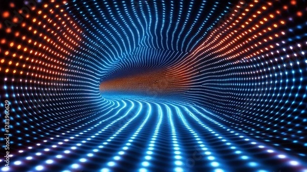 Fototapeta Stunning tunnel adorned with bright lights creating a fascinating perspective into the unknown