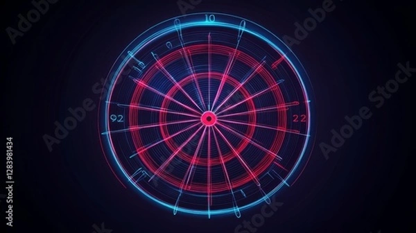 Obraz Vector icon of a dartboard with an editable stroke. Outline symbol representing success strategy, made of thin strokes and isolated on a background. 
