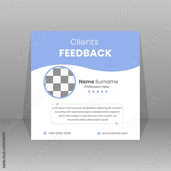 Obraz Client feedback testimonial social media post. Social media banner template.
