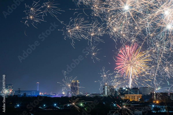 Obraz fireworks over the city