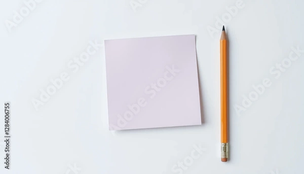 Fototapeta Blank Pink Sticky Notes with Pencils for Creative Planning and Reminders