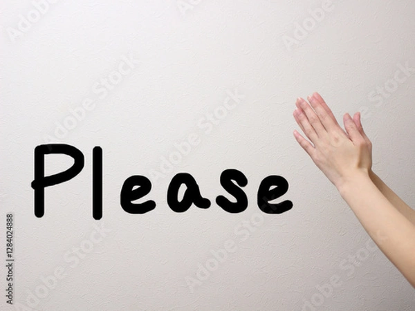 Obraz お願いの英語の文字と合わせた手