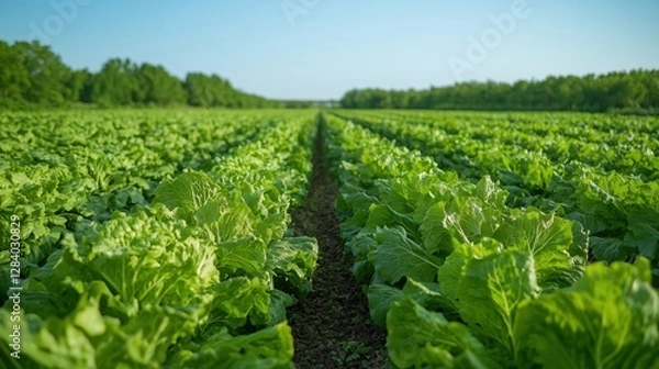 Fototapeta Captivating View of Organic Lettuce Growing in Abundance